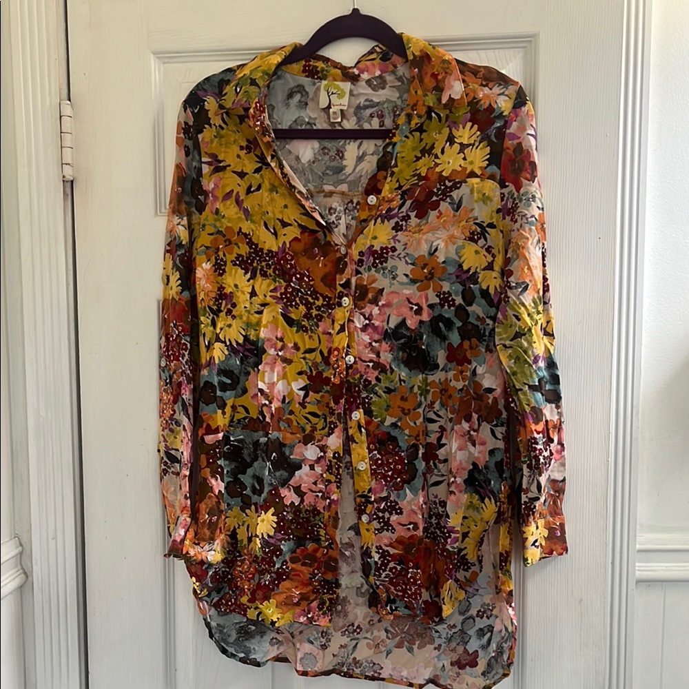 Fig and Flower Floral Blouse